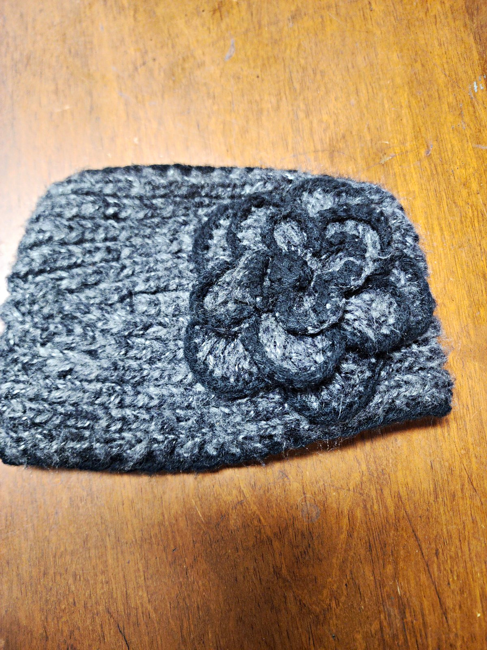 C.C. Exclusives Gray Cable-Knit Headband Ear Warmer Flower Button